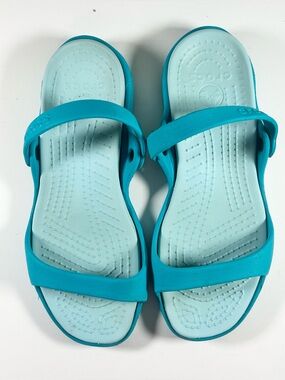 Crocs Cleo Slide Sandals Shoes in Blue Size 9